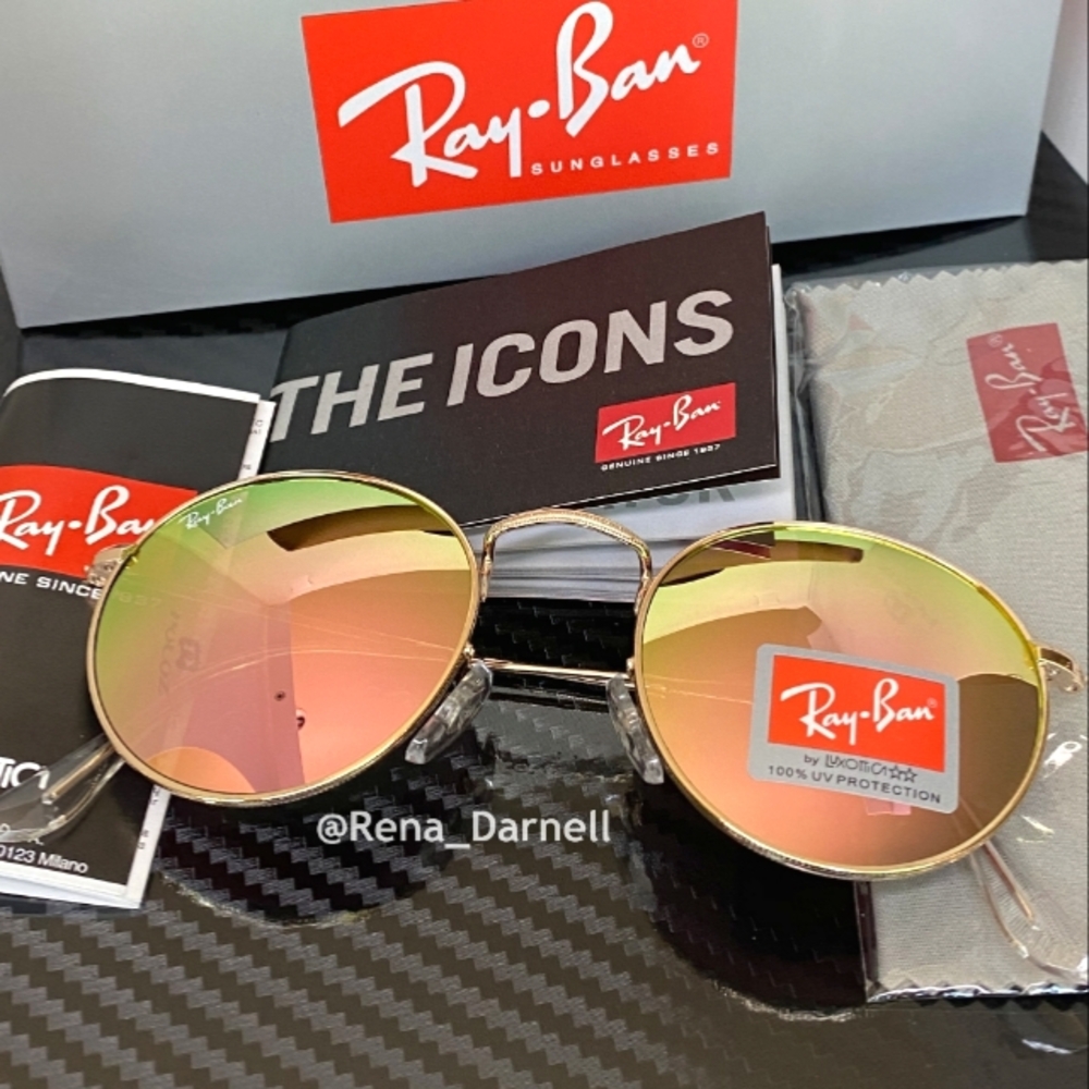 RayBan Round Metal Pink RB3447 Mirror New - Picture 3 of 16